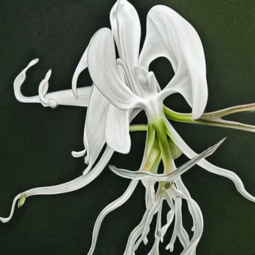 Image similar to detailed drawing of a ghost orchid, royal horticultural society, fine detail