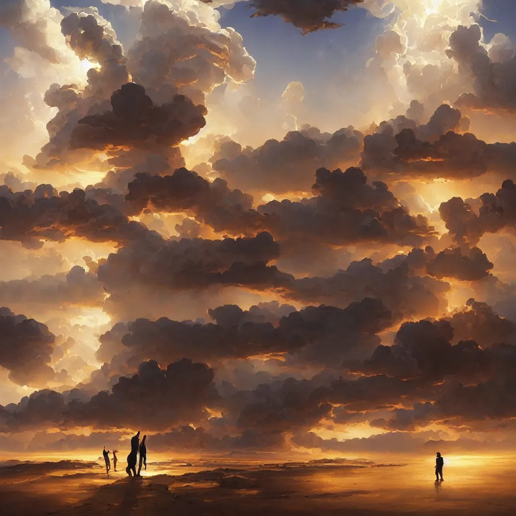 Prompt: a sending down [ of the revelation ] from him who created the earth and the lofty heavens, overdetailed art, by greg rutkowski, by rhads, sharp focus, man standing