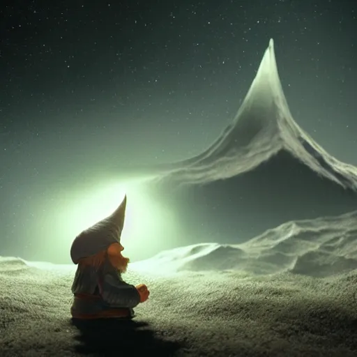 Image similar to A three-dimensional projection of a gnome from four-dimensional dwarf universe, cinematic illustration for Interstellar, the movie, octane render, dynamic lighting