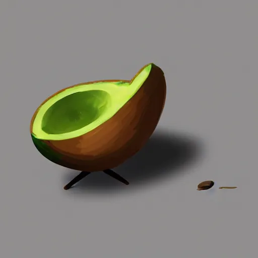 Image similar to digital painting of an armchair in the shape of an avocado cinematic lightning 4k award winning artstation