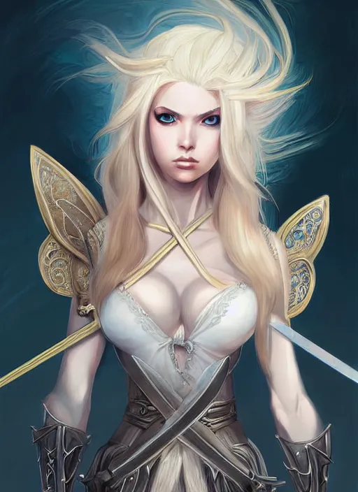 Image similar to blonde combat fairy venizian era, dark fantasy, extremely detailed, sharp focus, portrait, smooth, digital illustration, by rossdraws, frank franzzeta