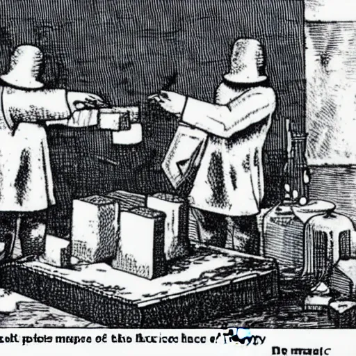 Image similar to gelatinous cubes being processed into magic items with the juice made from their bodies, d & d, industry magazine photo from the year 1 1 8 9