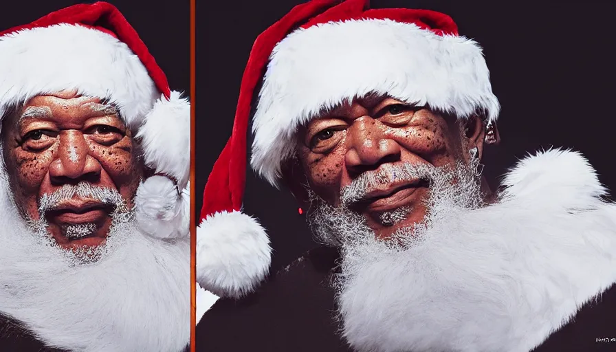 Prompt: Morgan Freeman is Santa Claus, hyperdetailed, artstation, cgsociety, 8k