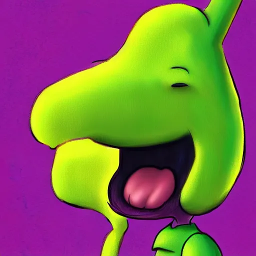 Prompt: A picture of Snoopy dressed as Barney the Dinosaur, 4k, concept art, digital painting, detailed, trending on artstation