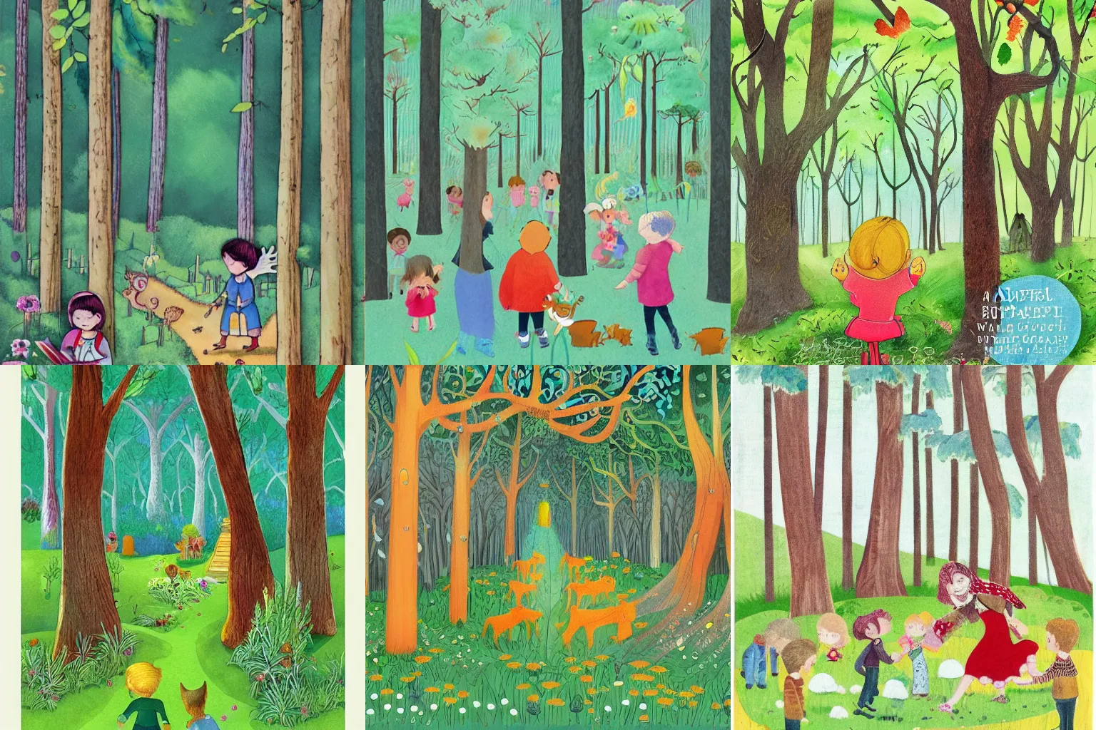 Prompt: a beautiful forest, children’s book illustration