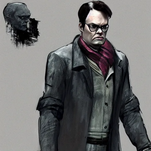 Image similar to dwight schrute in dishonored concept art