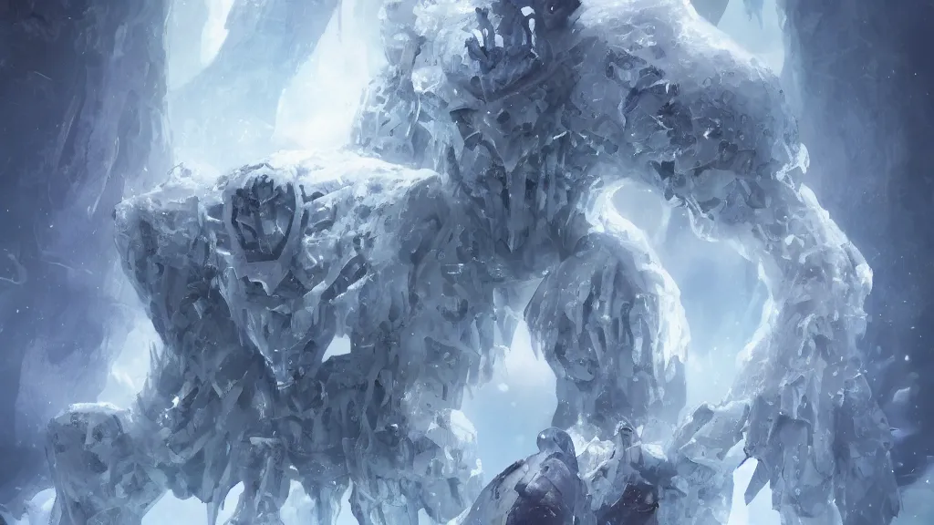 Image similar to an ice golem, fantasy artwork, award winning, very very very very very very very beautiful, artstation