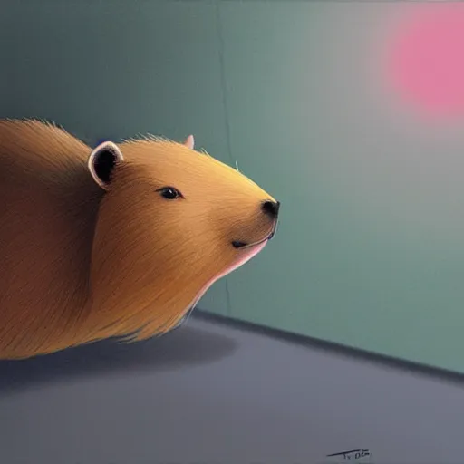 Prompt: side view of capybara, art by ilya kuvshinov