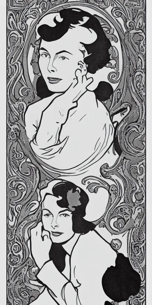 Prompt: ingrid bergman in the style of mucha