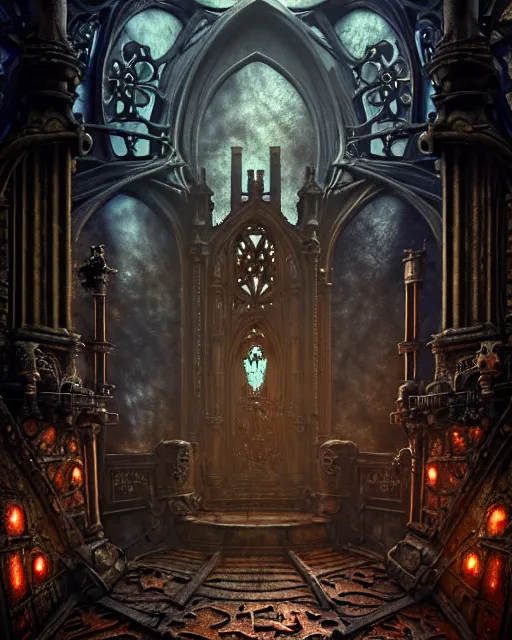 Image similar to steam necropolis, memento mori, gothic, neo - gothic, art nouveau, hyperdetailed copper patina medieval icon, stefan morrell, philippe druillet, ralph mcquarrie, concept art, steampunk, unreal engine, detailed intricate environment, octane render, moody atmospherics, volumetric lighting, ultrasharp, ominous, otherworldly