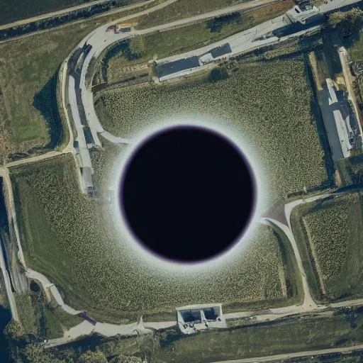 Prompt: cinematic still of a black hole hovering over a suburban neighborhood