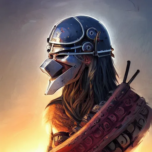 Image similar to cyberpunk viking helmet mask warrior goddess robot ninja fantasy, art gta 5 cover, official fanart behance hd artstation by jesper ejsing, by rhads, makoto shinkai and lois van baarle, ilya kuvshinov, ossdraws