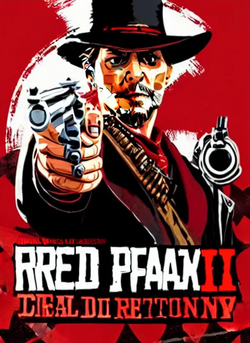 Image similar to johnny depp on red dead redemption 2 game poster,