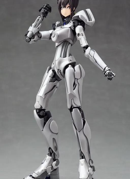 Image similar to Girl in mecha cyber Armor, portrait of the action figure of a girl, with bare legs，in the style of Kotobukiya ，anime figure