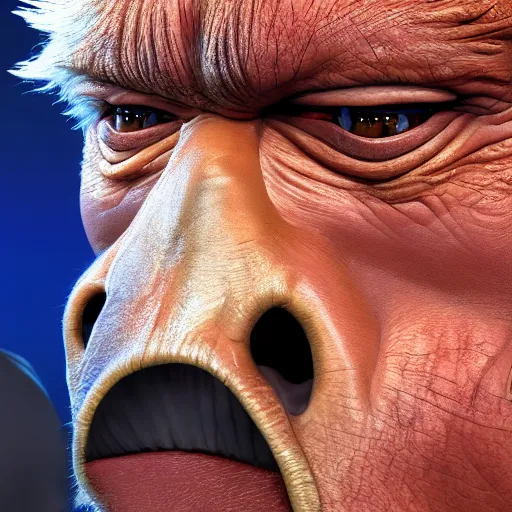 Image similar to an very detailed donald trump as a gorilla, horror art, super ugly, terrifying, by artgerm, hd, hdr, ue 5, ue 6, unreal engine 5, realistic anime 3 d style, cinematic 4 k wallpaper, 8 k, ultra detailed, gta cover art, high resolution, artstation, award winning