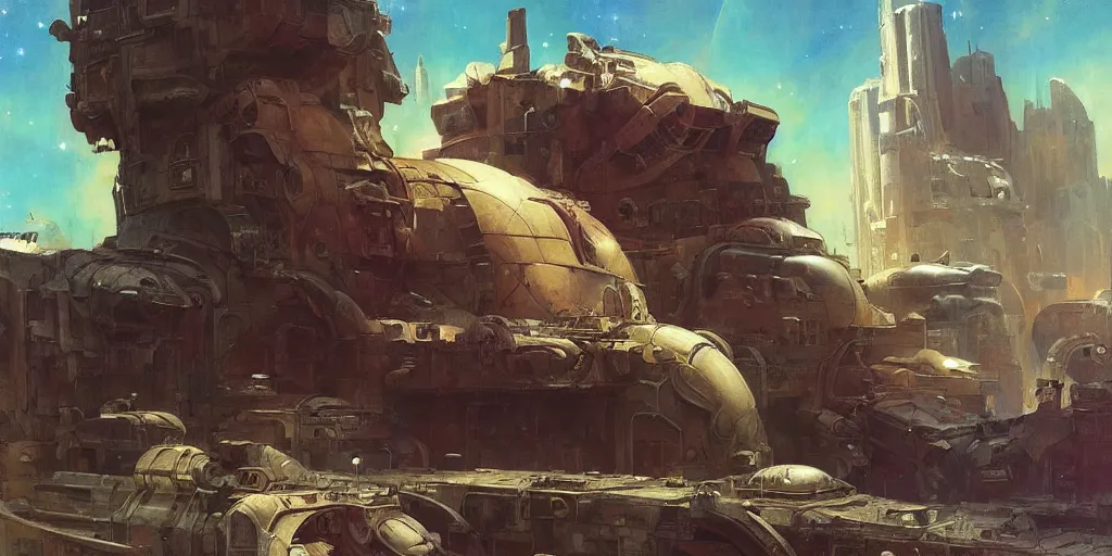 Image similar to supernova, art deco buildings in space in a flying space station, ruins on mars, painted by ruan jia, raymond swanland, lawrence alma tadema, zdzislaw beksinski, norman rockwell, jack kirby, tom lovell, alex malveda, greg staples