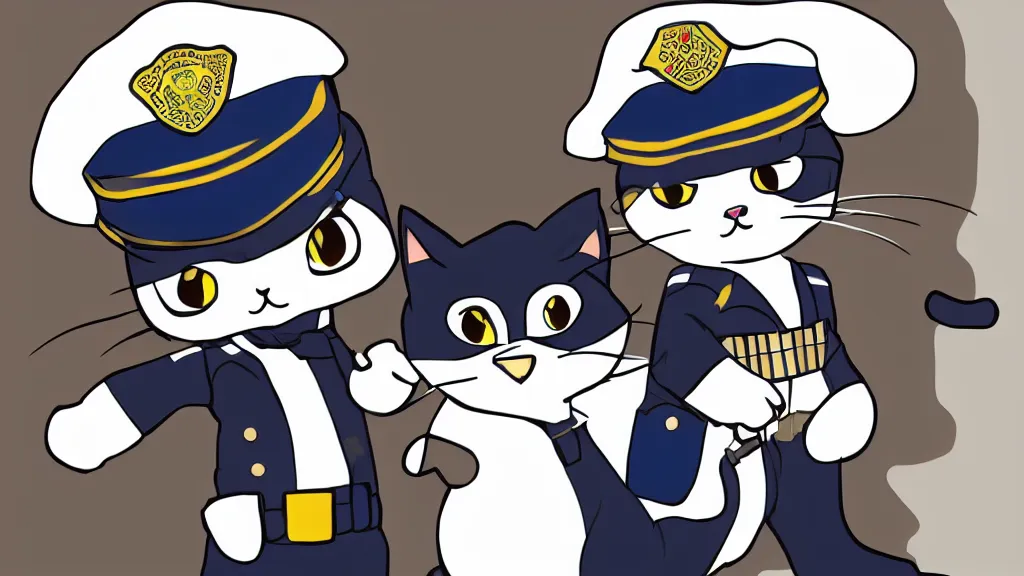 Prompt: A cat in a police outfit. vector, pixta.jp