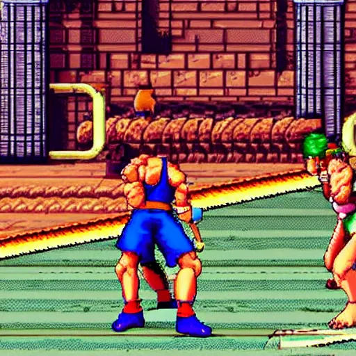 Image similar to MidJourney as a character in Street Fighter 2 Alpha