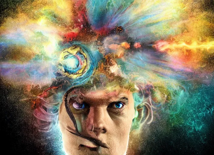 Image similar to an epic concept surreal masterpiece... inside the head of bob lazer, muted colors, digital art