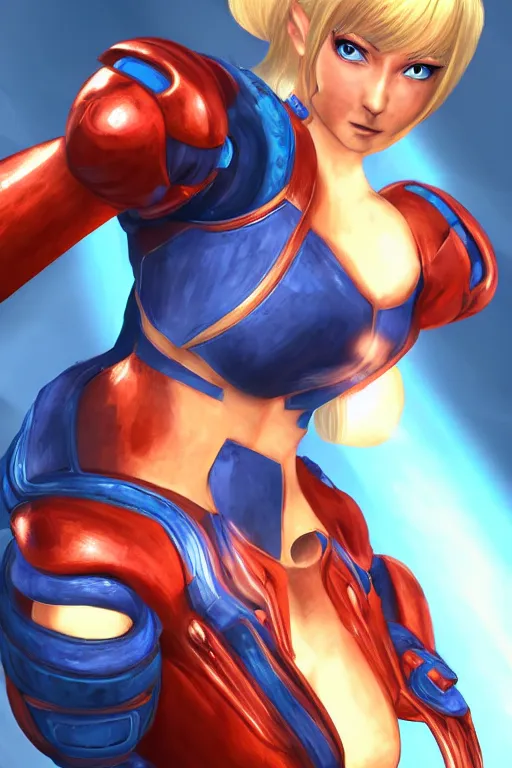 Prompt: an in game portrait of zero suit samus from skyrim, skyrim art style.