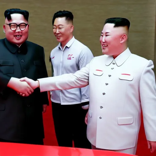 Image similar to a photograph of Elon Musk shaking hands with Kim Jong Un, AP news, 4k