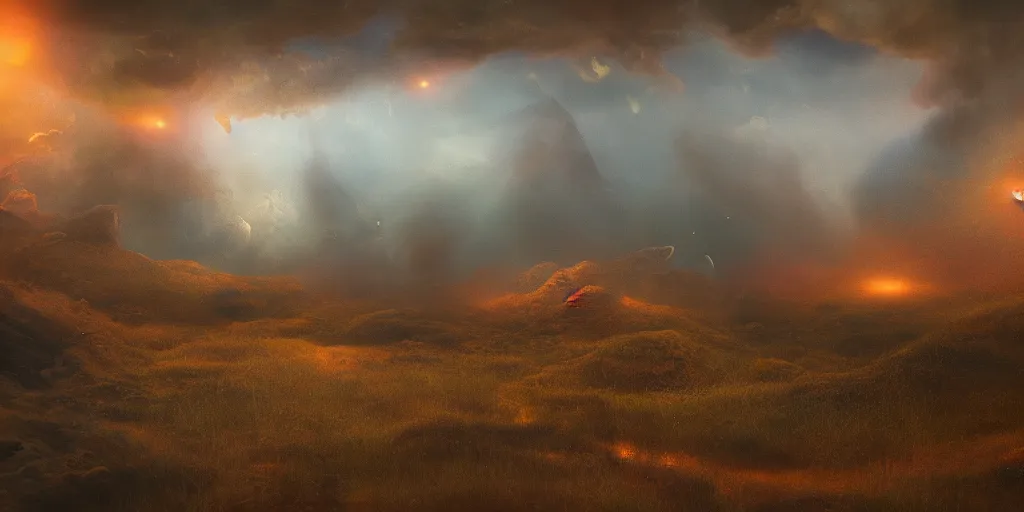 Image similar to A surreal dream landscape, cinematic lighting, detailed oil painting, 8k