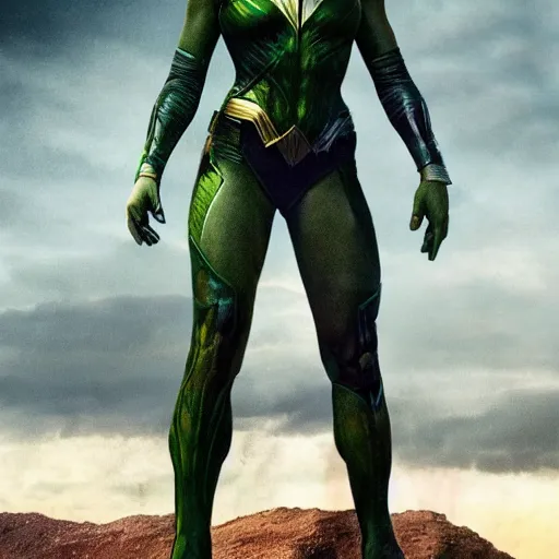 Image similar to movie still of gal gadot as female hulk in the remake of the incredible hulk (2035),