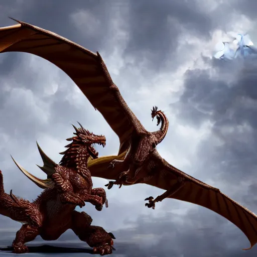 Image similar to gryphon fighting a dragon highly detailed 8 k