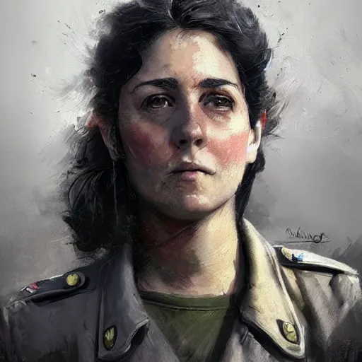 Prompt: portrait of a spanish communist marina ginesta, colourised, face portrait, epic, tragic, military art, fantasy, dieselpunk, hd shot, digital portrait, beautiful, artstation, comic style, by artgerm, guy denning, jakub rozalski, magali villeneuve and charlie bowater