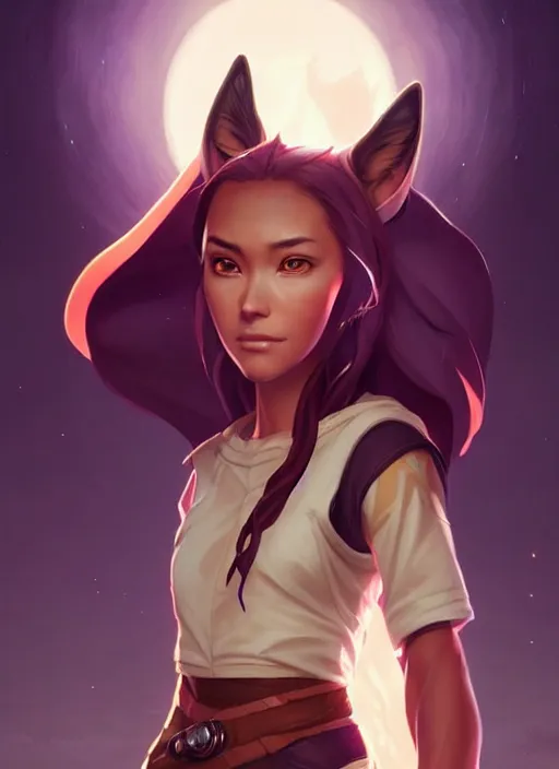 Image similar to beautiful portrait of a female anthro coyote wearing jedi robes. character design by charlie bowater, ross tran, artgerm, and makoto shinkai, detailed, soft lighting, rendered in octane