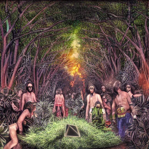 Image similar to pagan ritual on the streets of san francisco in the 1 9 7 0 s, covered in vegetation, highly detailed smooth digital art masterpiece