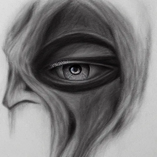 Image similar to Odin missing eye, charcoal portrait, artstation, fine-detailed