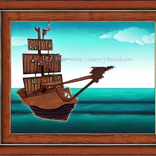 Image similar to a pirate ship near shore, by Toon Boom Harmony