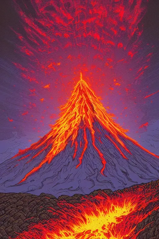 Image similar to an erupting volcano by dan mumford