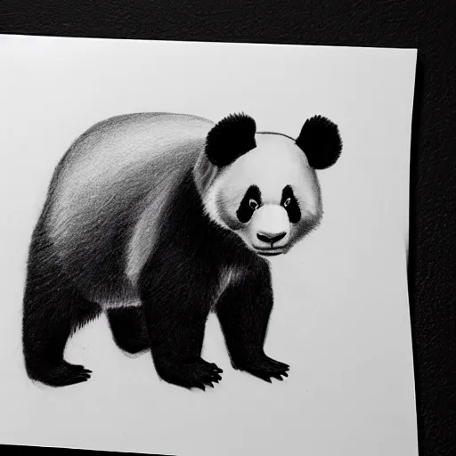 Image similar to muscular panda, highly detailed, pencil sketch