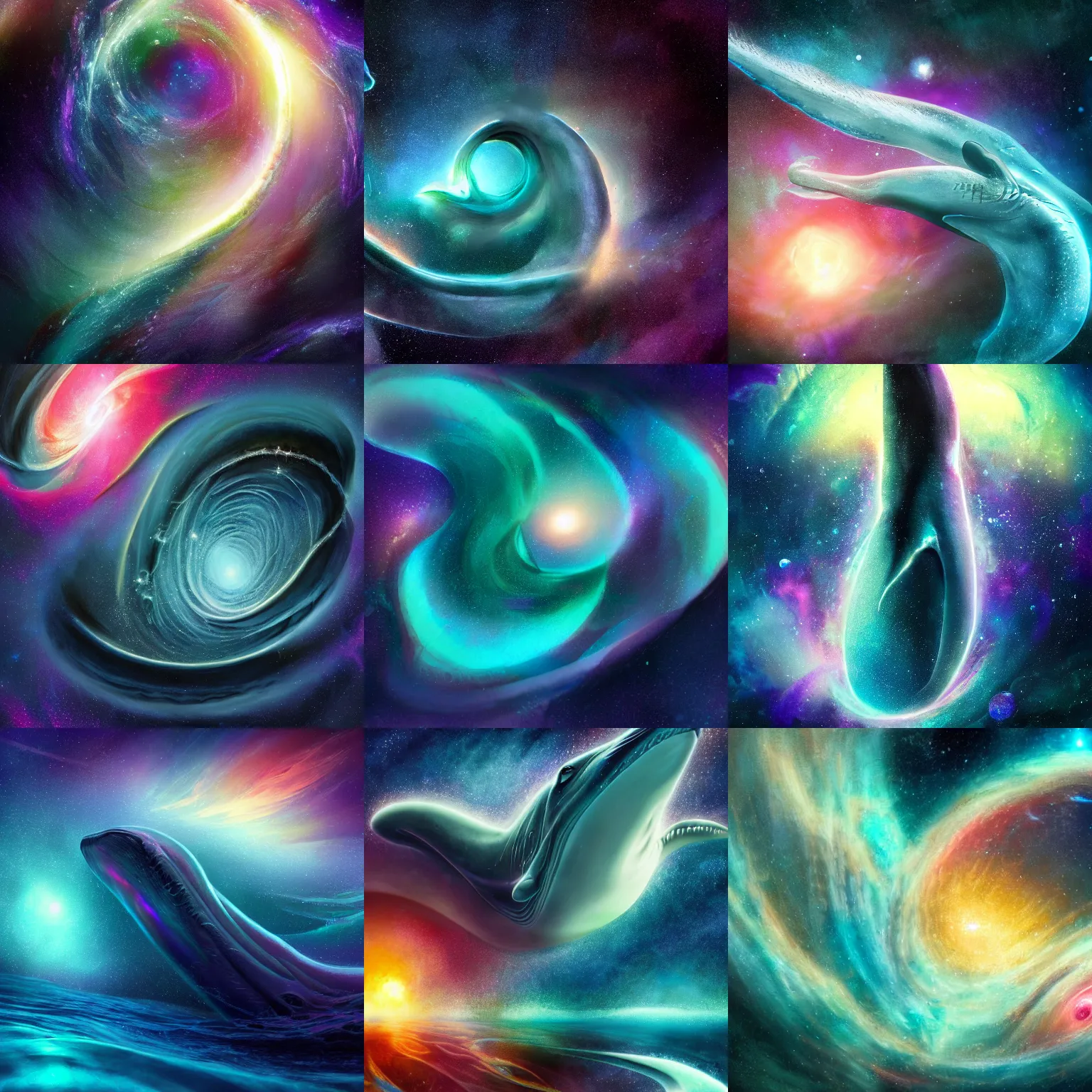 Prompt: i left the horizon curled and frozen still the tilting of the hourglass with all this time to kill, 4 k digital photo of a whale - like space leviathan, swirling luminous nebula background, bryan skerry, douglas hoffman, bob eggleton, ultra detailed, behance contest winner, sharp focus, official art