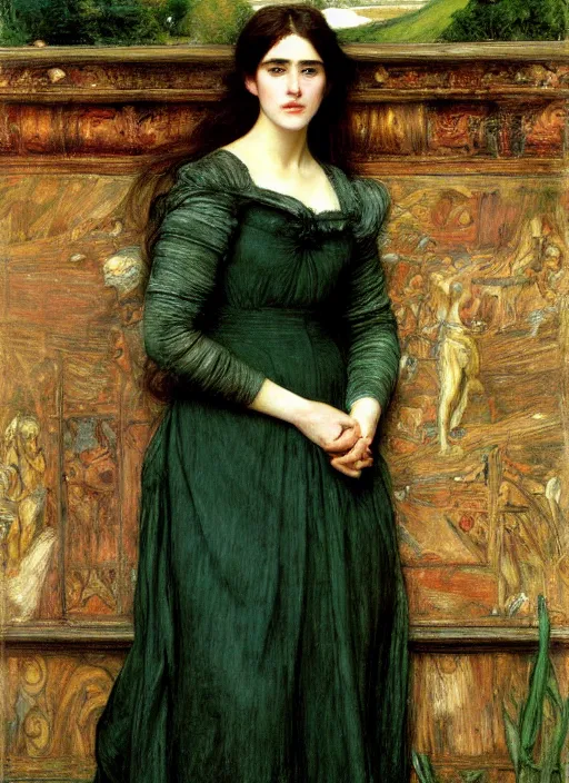 Image similar to a beautiful painting of jennifer connelly by John Everett Millais and Dante Gabriel Rossetti and John Collier and john william waterhouse, pre-raphaelite, detailed, hd