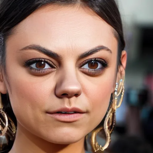 Prompt: Mila Kunis wearing Gucci, XF IQ4, f/1.4, ISO 200, 1/160s, 8K, RAW, unedited, symmetrical balance, in-frame, sharpened