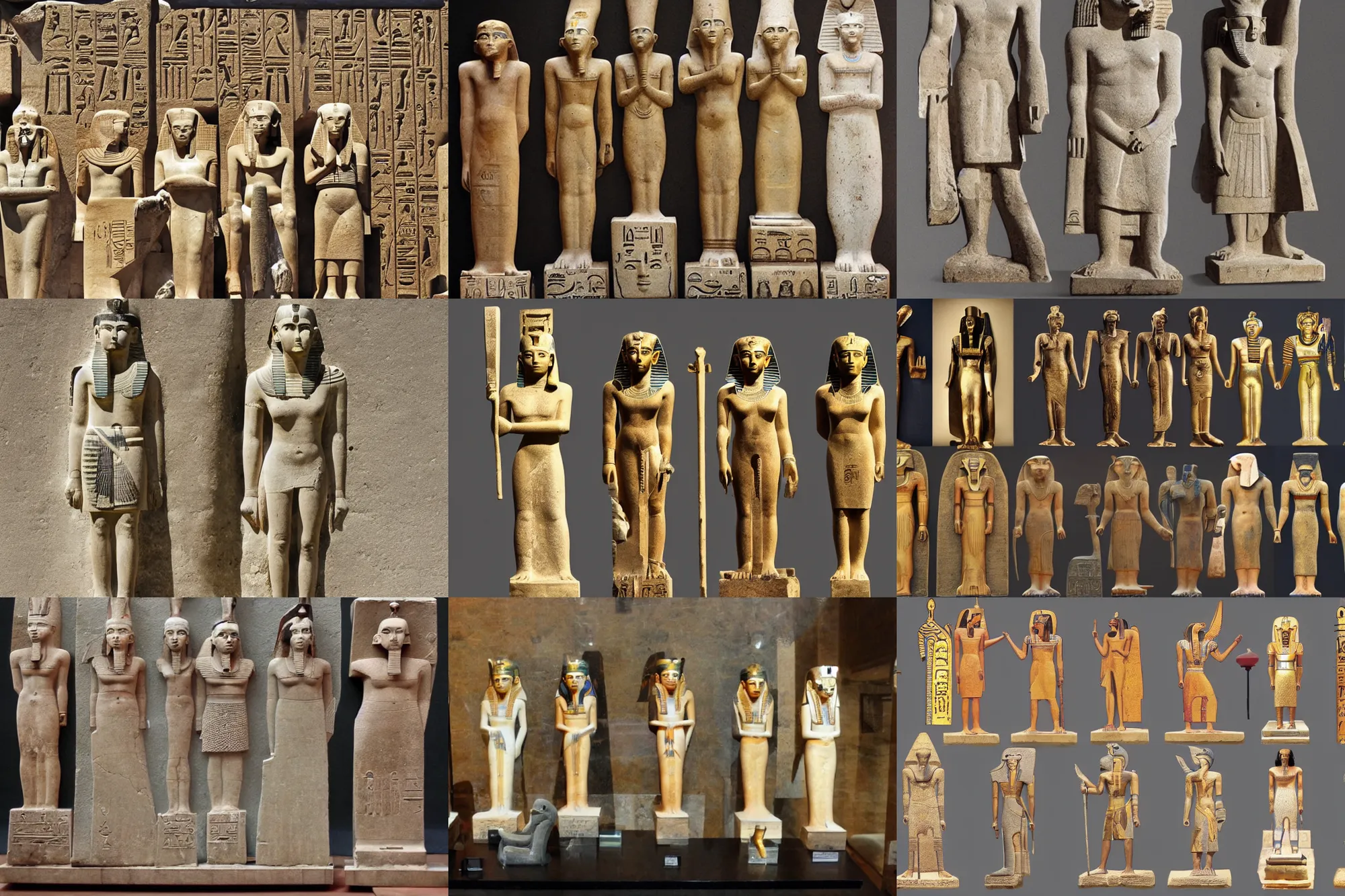 Prompt: egyptian gods statues