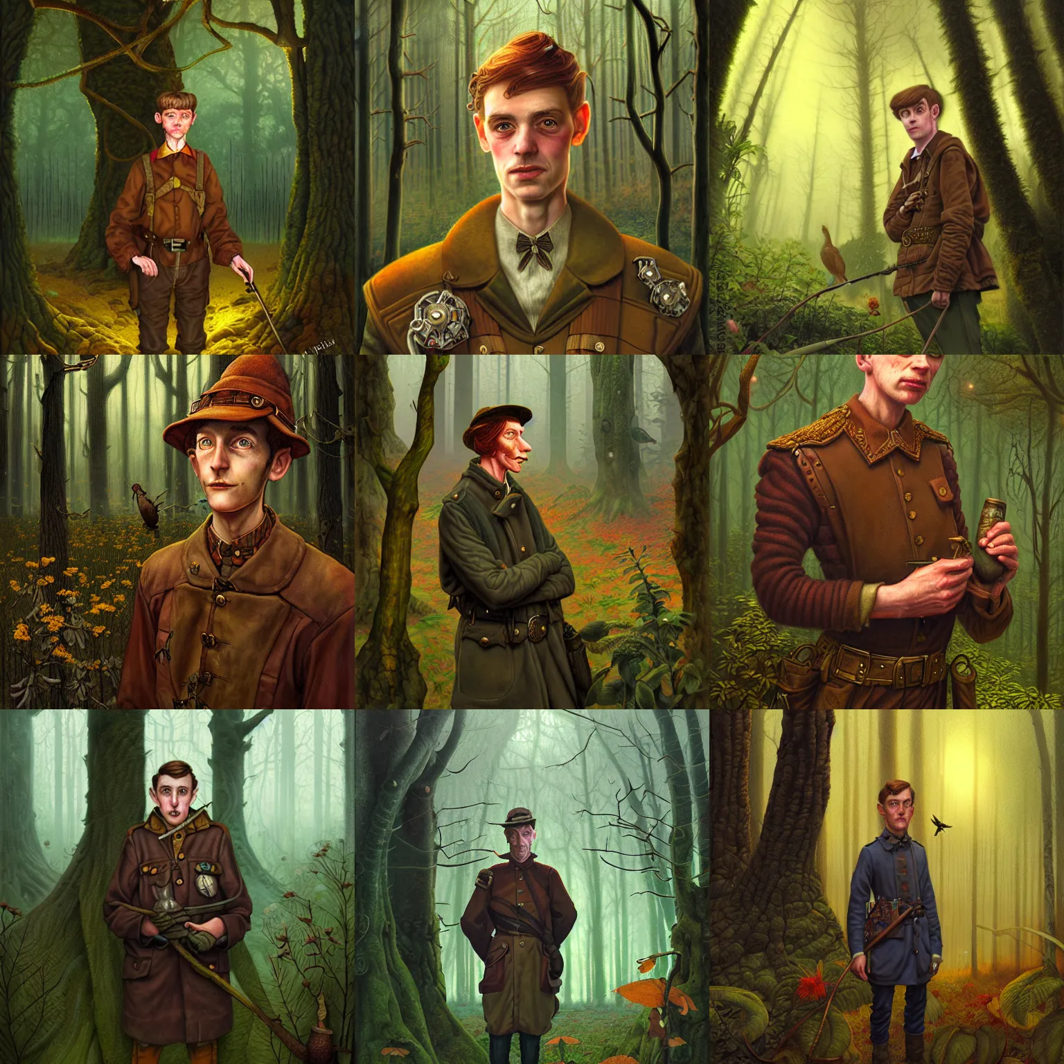 Prompt: Portrait of Samuel Vimes in the Forbidden Forrest at twilight, detailed, hyperrealistic, colorful, cinematic lighting, digital art by Paul Kidby