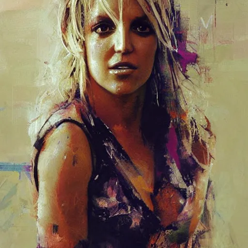 Image similar to britney spears and beyonce morphed together, hybrid, jeremy mann painting