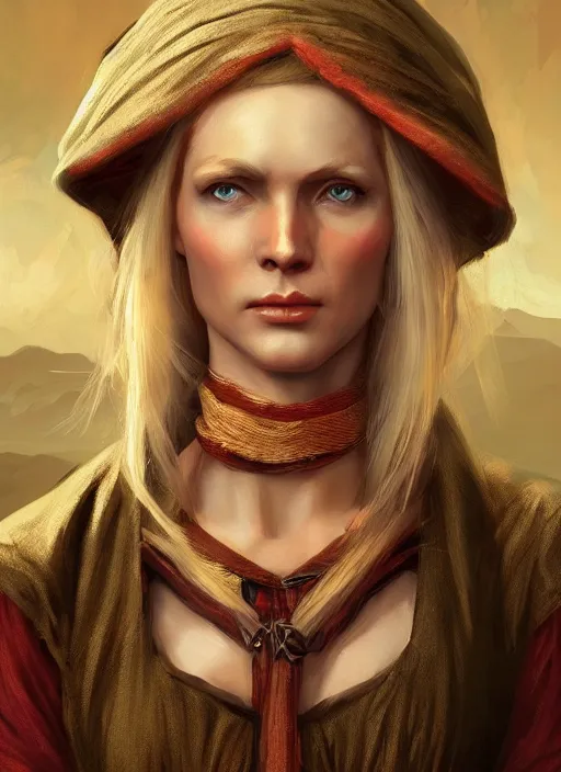 happy blonde peasant woman, fantasy, medieval, vivid | Stable Diffusion ...