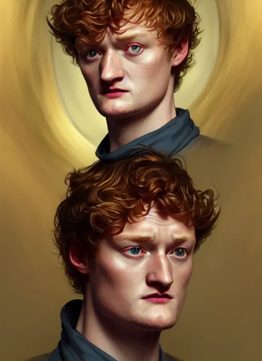 Image similar to portrait of james acaster, d & d, fantasy, intricate, elegant, highly detailed, digital painting, artstation, concept art, smooth, sharp focus, illustration, art by artgerm and greg rutkowski and alphonse mucha