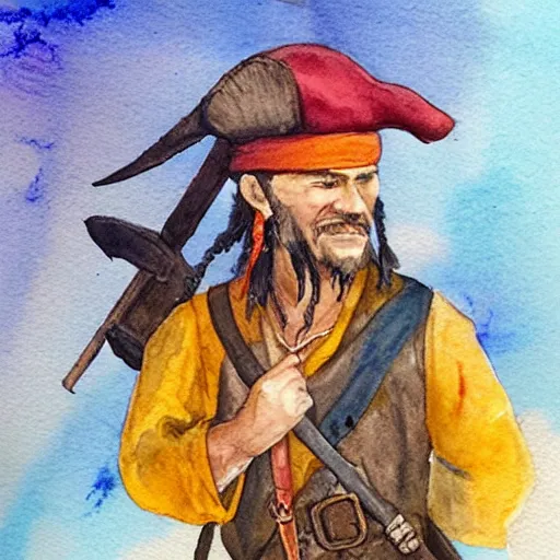 Image similar to watercolor painting of a pirate from the settlers of catan