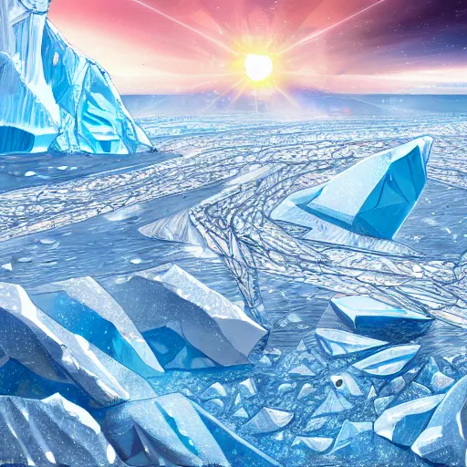 Prompt: epic masterpiece of diamond revelations in Antarctica begetting hope, cinematic, establishing shot, extremely high detail, photorealistic, cinematic lighting, intricate line drawings, 8k resolution