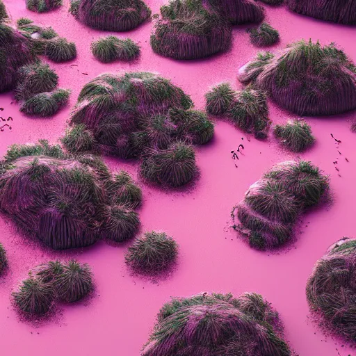 Prompt: panorama,utopia,science fiction,bio-inspired,organic,fashion design,detailed,complex,pink hues,octane render