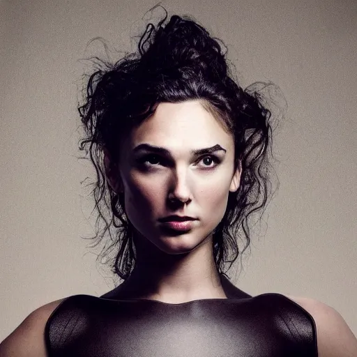 Image similar to a masterpiece portrait photo of a beautiful young woman who looks like an vulcan gal gadot, symmetrical face