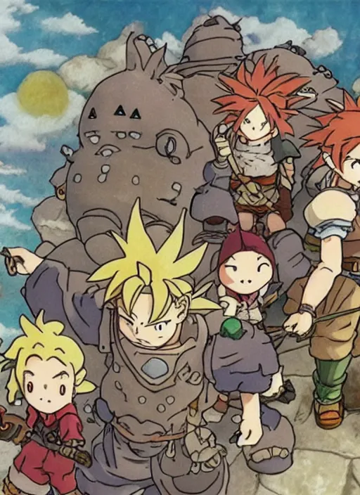 Image similar to chrono trigger in the style of studio ghibli