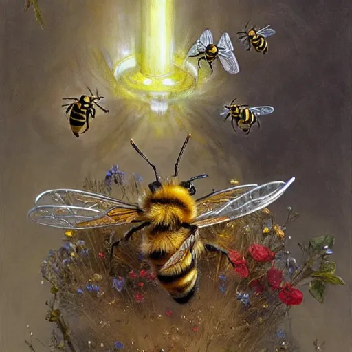 Image similar to highly detailed fork in the form of a bee, art by donato giancola, eugene delacroix, ruan jia, carl larsson, peter mohrbacher. trending on artstation, intricate details, energetic composition, concept art, illustration, elegant art, global illumination