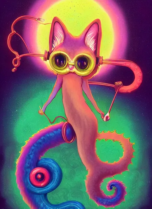 Prompt: cat seahorse fursona wearing headphones, autistic bisexual graphic designer, long haired attractive androgynous humanoid, coherent detailed character design, weirdcore voidpunk digital art by delphin enjolras, leonetto cappiello, simon stalenhag, louis wain, william joyce, amy sol, egg tempera, furaffinity, cgsociety, trending on deviantart